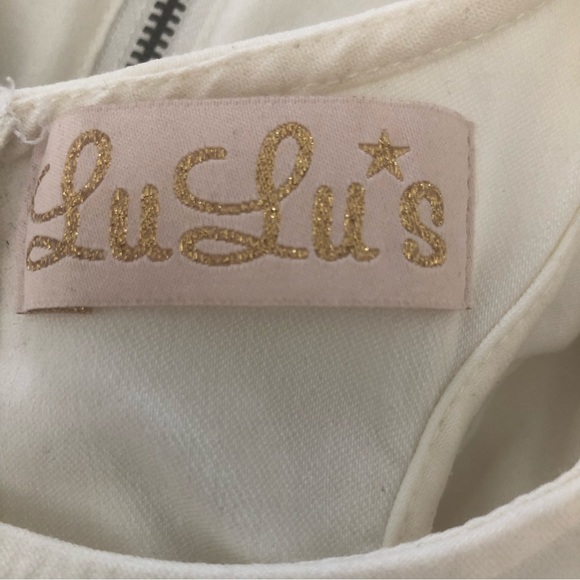 Lulu’s Bodycon Cream Mini Dress with cut out back SZ S - Picture 5 of 13